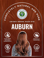 Natural Henna Hair Color Dye, 100% Pure Henna Powder for Hair Growth Organic (Auburn, 100 Gr + Free 50 Gr.)