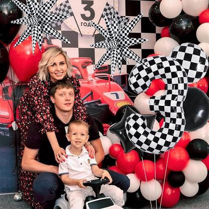 TONIFUL 3rd Birthday Balloons Kit 40 Inch Checkered Number 3 Foil Balloon | - Image 3