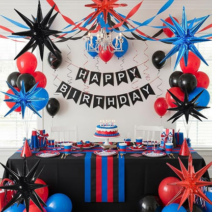 TONIFUL 8 Pcs Explosion Star Balloons Black Red Blue Foil Party Decorations | - Image 4