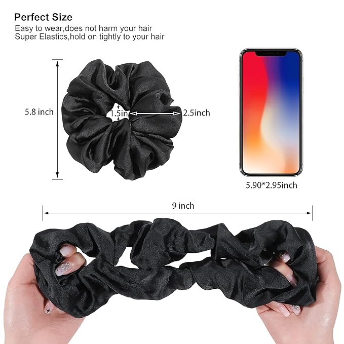 Silk Satin Hair Scrunchies for Women - Big Large Jumbo Scrunchie for Sleep Cute Gaint Oversize Scrunchy for Thick Hair Grils