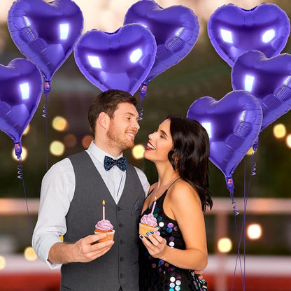 12 Pcs Purple Heart Balloons, 18 Inch Heart Foil Balloons Love Balloon - Image 4