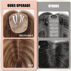 starluck Hair Toppers for Women Real Human Hair 5"*5.5"Large Coverage Mixed Brown No Bangs 100% Real Human Hairtoppers for Women with Thinning Hair Cover Gray Roots
