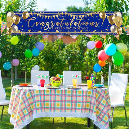 Graduation Decoration Banner Blue and Gold Graduation 2026 Banner Sign Gold - Image 4