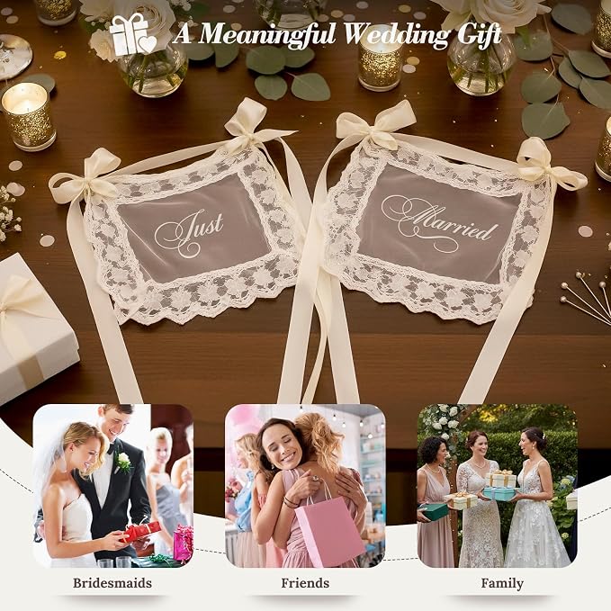 2 Pcs Personalized Sheer Lace Wedding Chair Sign - Image 8