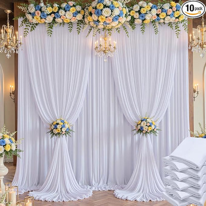50×14 ft White Wrinkle Free Backdrop Curtain by ENJOYYOURPARTY