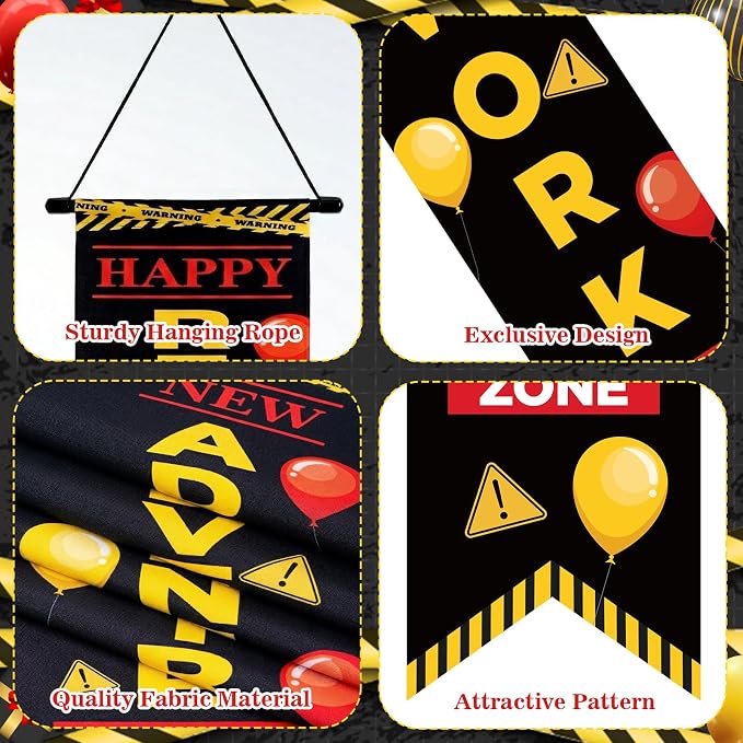 3Pcs Retirement Porch Sign Door Hanging Banner Black Yellow Warning Happy - Image 3