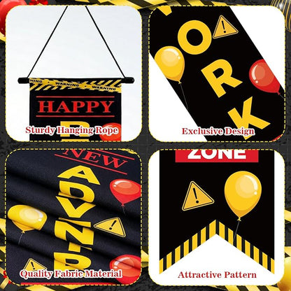 3Pcs Retirement Porch Sign Door Hanging Banner Black Yellow Warning Happy - Image 3