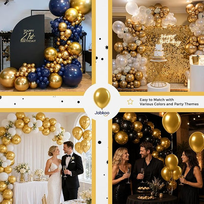 Jobkoo Gold Balloons 12 Inch, Metallic Chrome Gold Metallic Latex Balloon | - Image 6