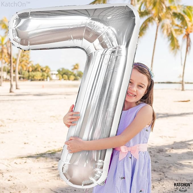 KatchOn, Giant Silver Number 7 Balloon - Image 3