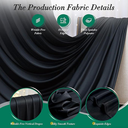 20 ft x 8 ft Black Backdrop Curtain - Image 4