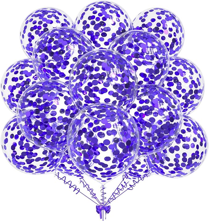 50pcs Purple Foil Confetti Balloons, 12 inch Latex Balloon by KALOR