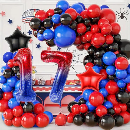 40 Inch Spider Theme Number Foil Balloons, Large Number 17 Balloons - Image 6