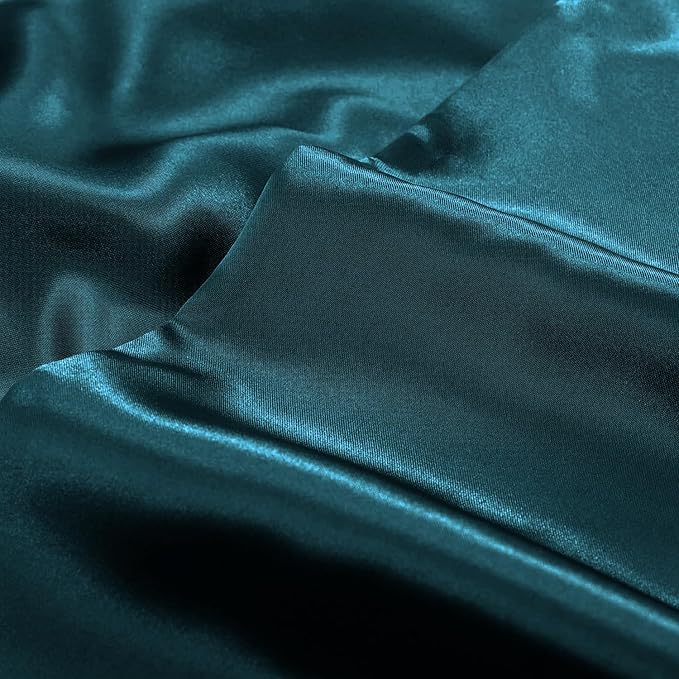 Aormenzy Satin Pillow Cases for Women King Size Set of 2, Dark Teal Satin Pillowcase for Hair with Envelope Closure Silky Pillow Covers Wrinkle, Fade Resistant (20x40 Inches)
