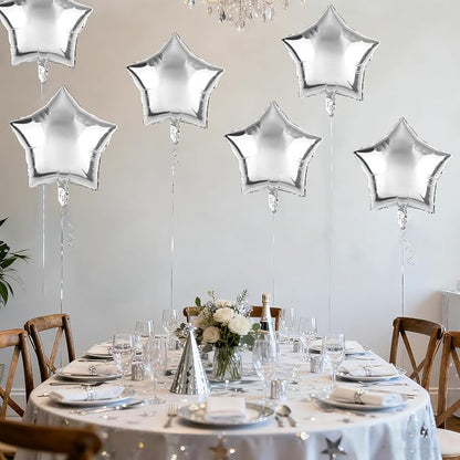 Fovths 12 Pieces Silver Foil Star Balloons 18 Inch Large Star Foil Balloon - Image 5