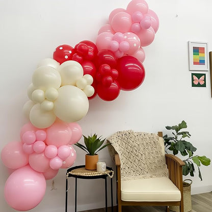 HILAVO Pink and Red Balloon Arch Kit Cherry Balloon Garland 91Pcs Red Baby Pink - Image 6