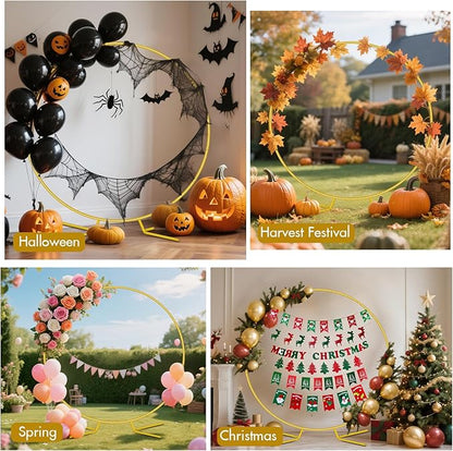 Nisoger 6.6FT Round Backdrop Stand, Circle Gold Balloon Wedding Arch Frame | - Image 3