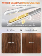 SHEGLAM Hair Straightener 1inch Negative Ion Flat Iron 60s Quick Heating Dual Voltage Sleek Chic Wide Glide