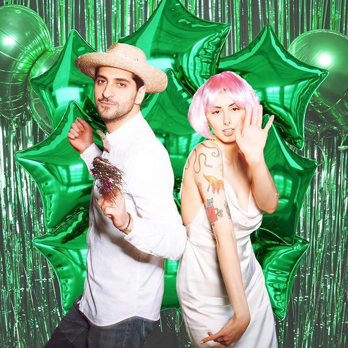 Green Star Balloons Foil, 18 Inch Metallic Stars Balloon - Image 6
