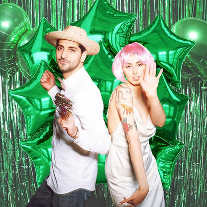 Green Star Balloons Foil, 18 Inch Metallic Stars Balloon - Image 6