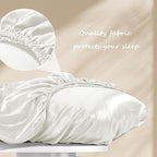Manyshofu Satin Pillowcases for Hair Protection - 1Pcs White Pillow Cases, Elastic Band Standard & Queen Satin Pillowcases Luxury Silky Pillow Cases Travel Pillow Covers