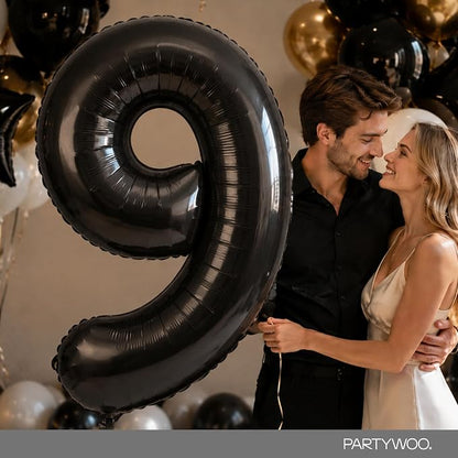 PartyWoo Number Balloons 40 Inch Black Number 9 Kit 25pcs - Image 9