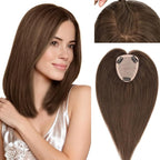 Rich Choices Human Hair Toppers for Women-100% Real Remy Hair Topper No Bang-Upgraded 150% Density 9 * 12CM Lace Base-Clip in Hairs Topper for Thinning Hairs-12Inch #2R Chocolate Brown