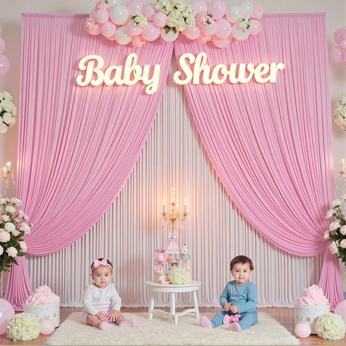 10ft×12ft Wrinkle Free Pink Backdrop Curtain - Image 2