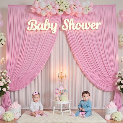 10ft×12ft Wrinkle Free Pink Backdrop Curtain - Image 2