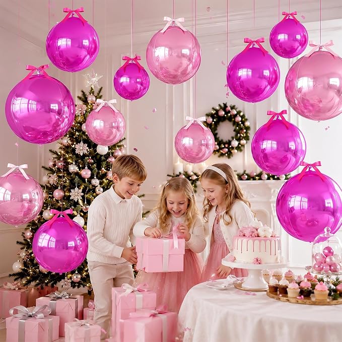Hot Pink Light Pink Round Foil Balloons - Image 6