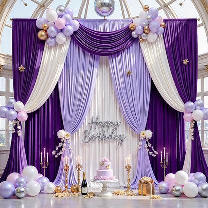 50ft×12ft Wrinkle Free Purple Backdrop Curtain - Image 4