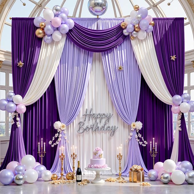 20×12ft Wrinkle Free Purple Backdrop Curtain - Image 8