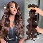 4# Body Wave Bundles Human Hair Chocolate Brown Color Body Wave Bundle 100% Real Human Hair And True To Length 14 16 18 Inch 3 Pcs/Pack