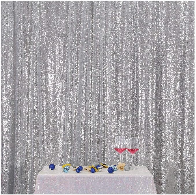 Poise3EHome Silver Sequin Backdrop, 7FT x 7FT Sequin Photography Backdrop by Poise3EHome