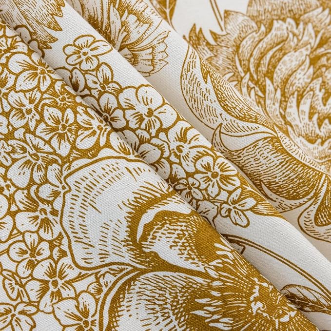 Vintage Tan Floral Curtains - Image 7