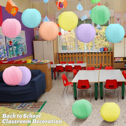 12 Pcs 10 Inch Hanging Paper Lanterns Party Decorations Cute Pastel Classroom - Image 6