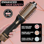 Premium 4-in-1 Oval Blow Dryer Brush, One-Step Hot Air Brush for Smooth, Hair Dryer & Volumizer, Salon Quality, Ionic Blow Dryer Styler & Straightener, Anti-Frizz, Large 3" Barrel, 13" Long