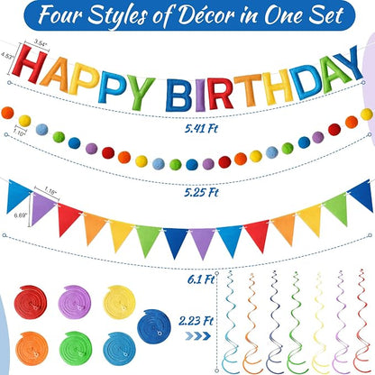 Kriyokiaa Colorful Rainbow Happy Birthday Banner Garland Set | Pre-strung felt - Image 4