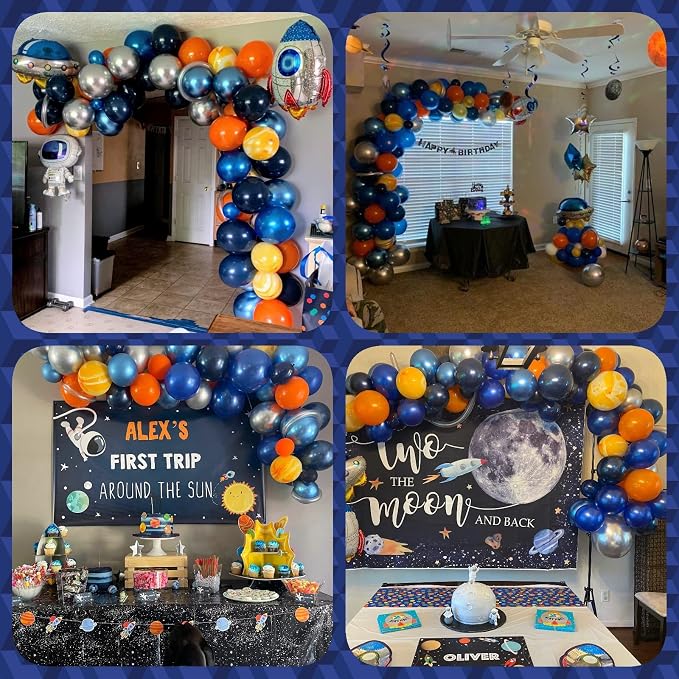 60Pcs Balloons Orange Blue, Outer Space Party Balloons Set, Graduation - Image 7