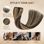 Clip in Hair Extensions Real Human Hair 16inch 8pcs 90g Seamless Balayage Dark Brown Hair Extensions Clip Ins Double Weft Dark Brown Highlight Chestnut Brown Invisible Straight Remy Human Hair
