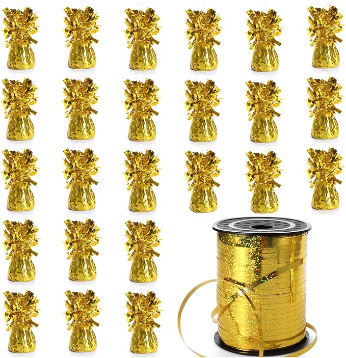 Frcctre 24 Pack Golden Balloon Weights Metallic Anchors Balloon Holder Foil by Frcctre