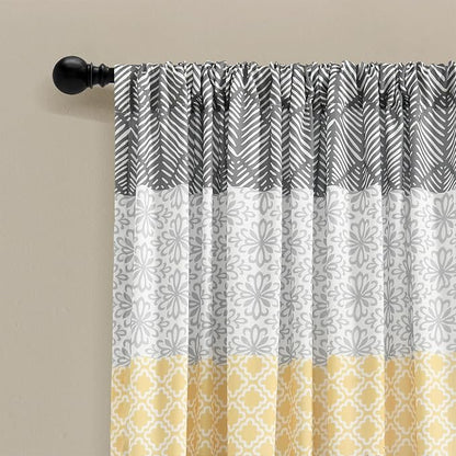 Lush Decor Bohemian Stripe Window Curtain Panels, Pair 52" W x 84" L Yellow & - Image 2