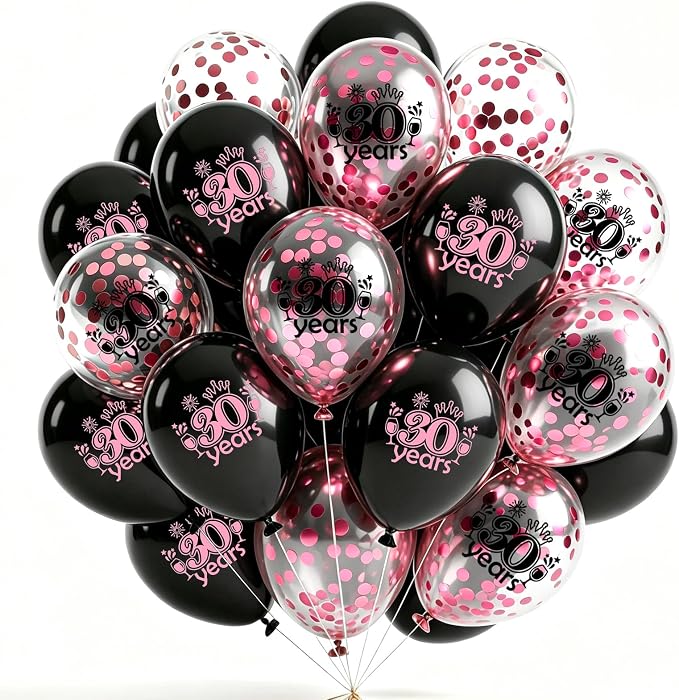 Black Whiet Confetti Balloons, by Hongplus
