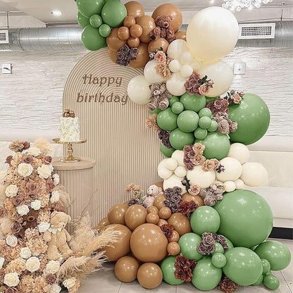 134Pcs Sage Green Tan Balloon Arch Kit, - Image 3