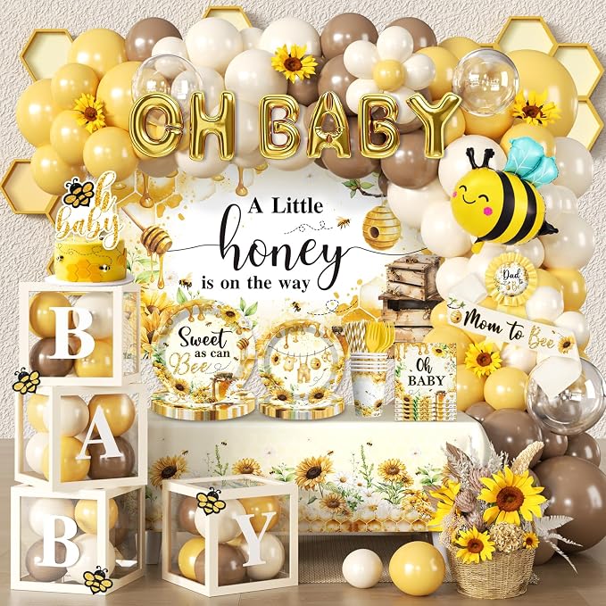Cocomigo 257Pcs Bee Baby Shower Decorations, All-in-One Set by cocomigoPartyHome