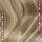 YoungSee Hair Extensions Clip ins Light Brown Clip in Extensions Highlight Clip on Hair Extensions Human Hair Light Brown with Blonde Highlights for Beginners 16Inch 7Pcs 120G