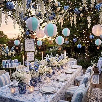 12 Sets Hanging Hot Air Balloon Decoration from Ceiling 12 Inch PVC Lanterns - Image 7