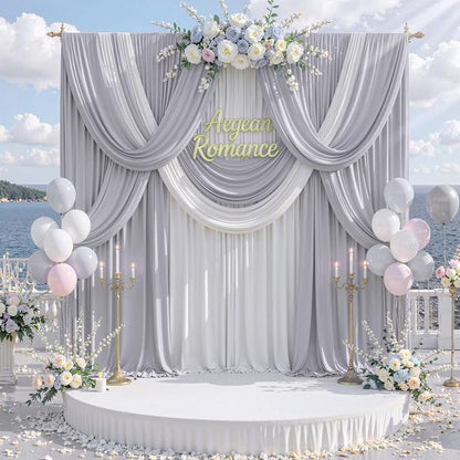 30 ft x 10 ft Wrinkle Free Silver Backdrop Curtain - Image 9
