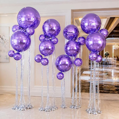 15 Pcs Light Purple Round Foil Balloons, 22/15/10 Inch 4D Ball Balloons Light - Image 5