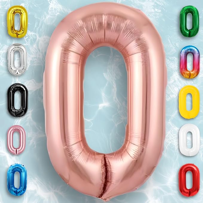 Rose Gold Number Balloon 0 Mylar Foil Balloons 40 inch - Image 4