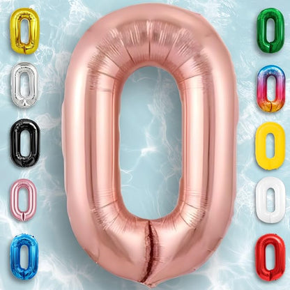 Rose Gold Number Balloon 0 Mylar Foil Balloons 40 inch - Image 4